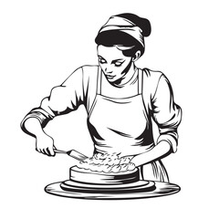 woman making cake