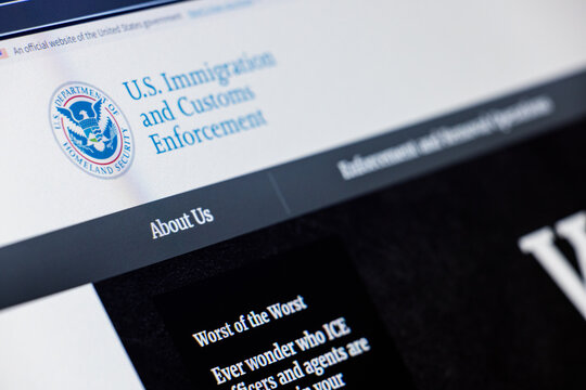 closeup view of device screen with US ICE website in Balykchy, Kyrgyzstan - February 13, 2026