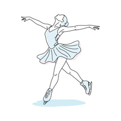 Female figure skater in mid-performance on ice rink © khae