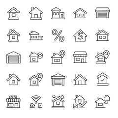Modern Real Estate and Housing Outline Icon Set for Property and Finance


