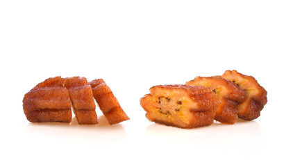 slices Dried bananas isolated on white background