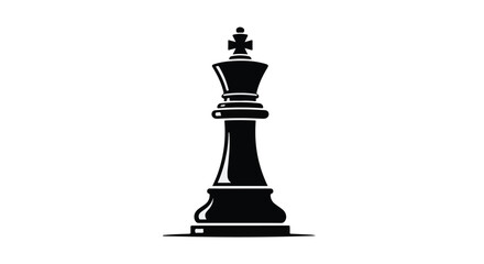Fototapeta premium Black king chess piece on white background, symbolizing strategy and leadership in a minimalist, modern design