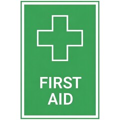 Obraz premium Green first aid sign with white cross symbol