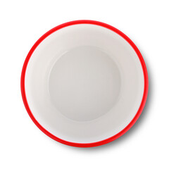 White bowl with a red rim isolated on a white background