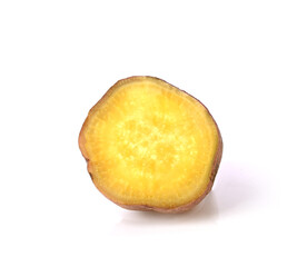 slices sweet potatos ,Boiled Japanese sweet potato isolated on white background