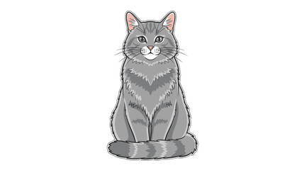 Gray cat sits calmly on the floor looking straight ahead © STOCK MANIA