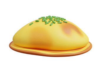 Fototapeta premium Delicious Sweet Bun with Green Sprinkles Isolated