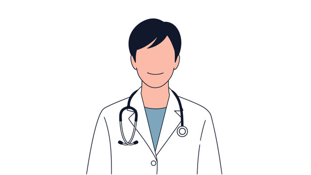 Illustration of a male doctor wearing a white coat and stethoscope.