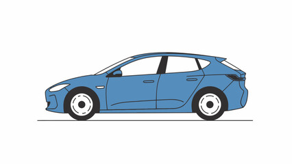 Fototapeta premium Side view of a modern blue electric car illustration.