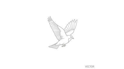 Obraz premium Minimalistic line drawing of a flying bird with outstretched wings.