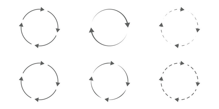 Circle arrow icon set illustration, refresh, reload, set of circle arrows rotating. vector illustration. Rotating arrows icon. refresh, reload, set of circle arrows rotating. Reload, Sync Symbols