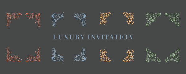 Vintage art flower frame element in nouveau line style for horizontal A4 design