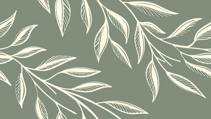 Fototapeta premium Vector Illustration Background Featuring Elegant Beige and White Leaf Outline Pattern with Seamless Design Suitable for Various Projects. 15