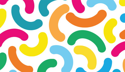 Obraz premium Dynamic pattern of bright, rounded abstract shapes in yellow, pink, and teal. Energetic, playful background for modern, creative, and fun designs.