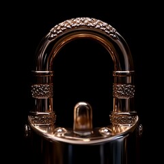 Ornate rose gold padlock, close-up detail, textured