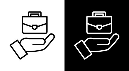 Suitcase White Icon Set Vector 