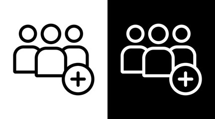 Add Group White Icon Set Vector 