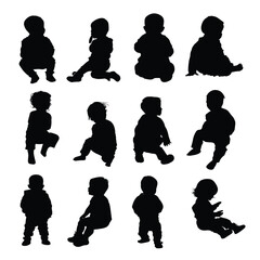vector silhouettes of children
