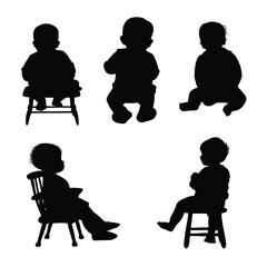 vector silhouettes of children