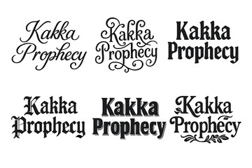 Obraz premium Harmonious Lettering Grid. Kakka Prophecy. Set lettering. harmonious lettering variations of the same emblematic concept, each with different