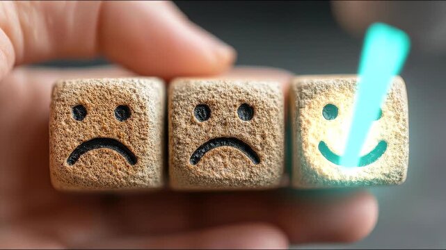 Floating Stone Emotion Scale With Scanning Insight Beam Representing Client Sentiment Analysis Framework.