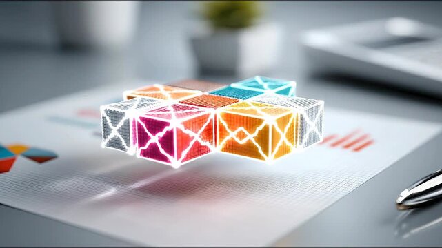 Floating Color Coded Data Grid Visualizing Real Time Team Collaboration Heat Map Dynamics.