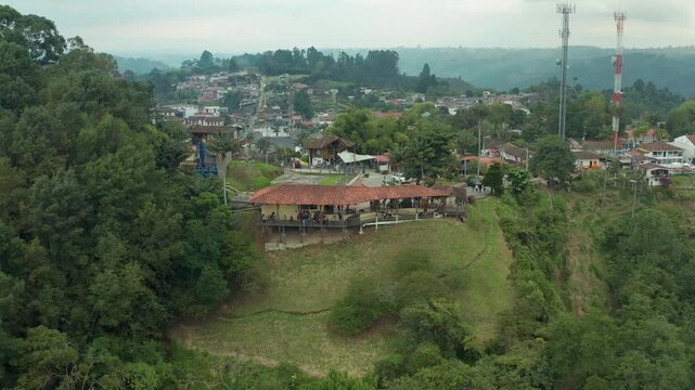 drone view amazing balcony to the mountains in salento colombia coffee region of colombia