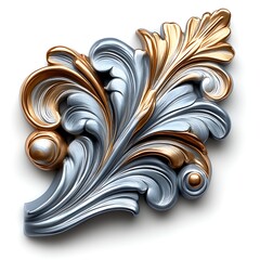 Ornate silver and gold leaf design element