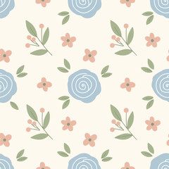 Minimalist_Pastel_Blue_Rose_and_Orange_Berry_Floral_Pattern