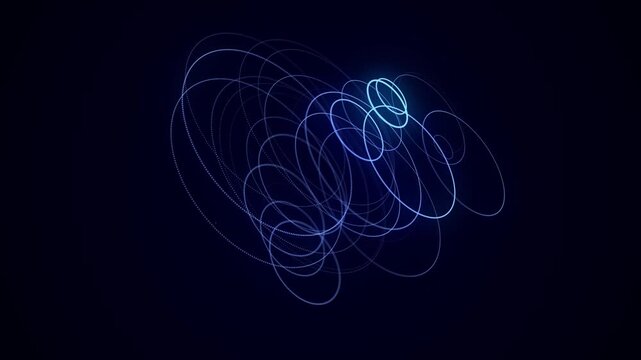 Futuristic blue sci-fi sphere in space. Technology circle a network connection big data. Digital ai background with particles. Abstract frame ball. 3D wireframe geometric sphere. 3D rendering.