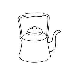 Line sketch, doodle teapot. Vector graphics.