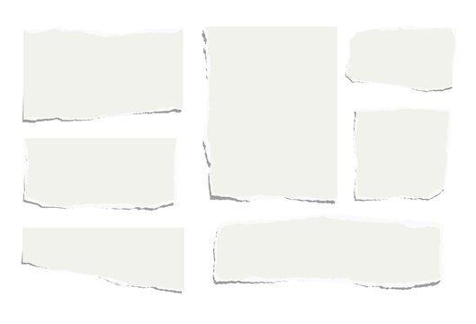 Set of torn pieces of paper isolated on a white background. Paper collage.