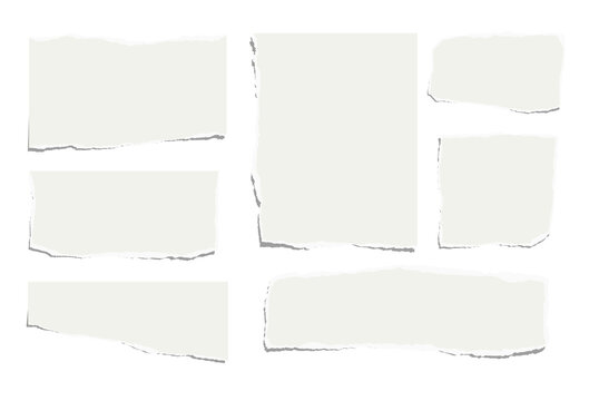 Set of torn pieces of paper isolated on a white background. Paper collage. Vector illustration.