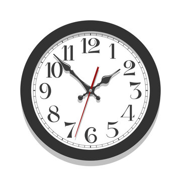 Vector black classic round  wall clock isolated on white background