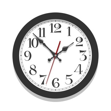 Black classic round  wall clock isolated on white background