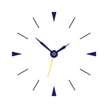 Vector white clock face with hands and minute divisions