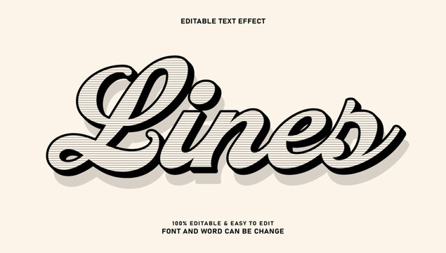 Vintage Retro Script Text Effect with Horizontal Line Pattern