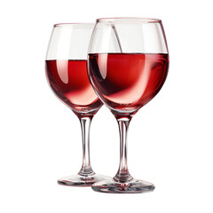 Two elegant wine glasses filled with refreshing ros wine