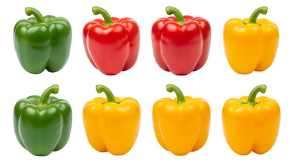 Assortment of Red Green and Yellow Bell Peppers isolated on a transparent background red pepper