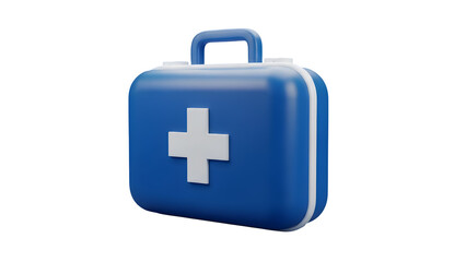 Blue First Aid Kit with White Cross Symbol isolated on a transparent background medical health