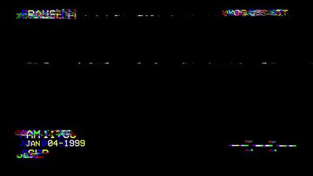 4K Retro VHS Pause Screen Overlay Loop Analog Display VCR Effect with Glitch Artifacts, Static Noise, and Blinking Timecode