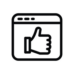 Obraz premium webpage with tumbs up sign outline icon vector design good for web or mobile app