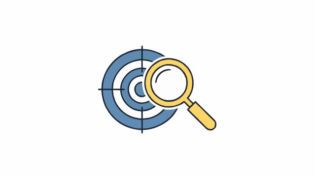 Magnifying glass on target icon.