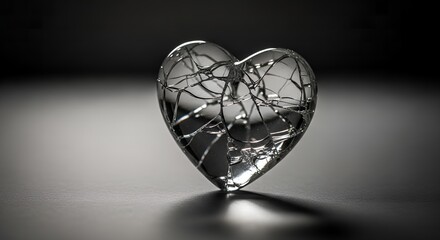 Fototapeta premium Shattered heart symbolizes broken love and emotional pain