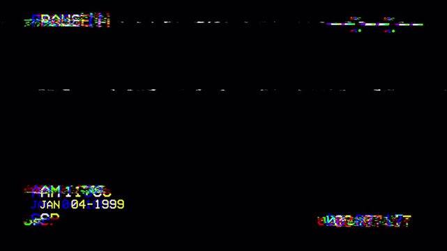 4K Retro VHS Pause Screen Overlay Loop, Analog VCR Display with Blinking PAUSE Text, Static Noise, Glitch Artifacts, and 1999 Timecode