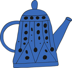Scandinavian Folk Art Teapot & Cup Illustration