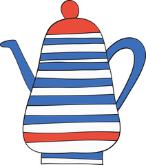 Scandinavian Folk Art Teapot & Cup Illustration