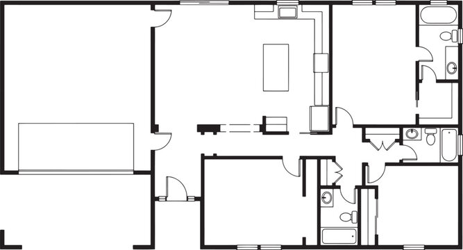 Architectural Blueprint of a modern home, offering a detailed glimpse into its design, spatial layout and room configuration.