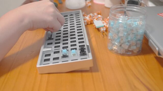 DIY custom keyboard assembly close-up