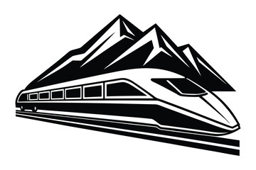 Bullet Train Silhouette with Speed Streaks 